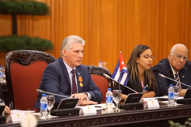 Chủ tịch Cuba tại cuộc hội kiến.