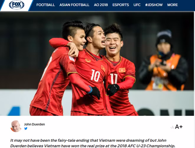 Fox Sport dành những lời có cánh cho U23 Việt Nam