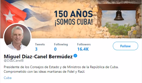 Trang Twitter của ông Diaz-Canel