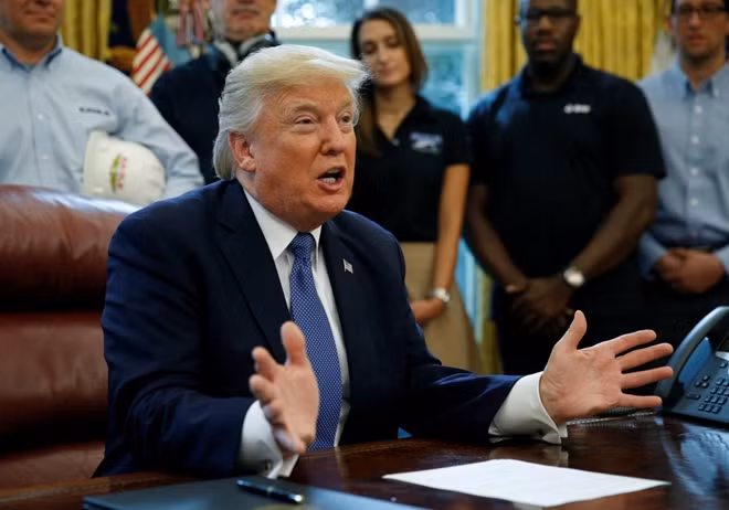 Tổng thống Mỹ Donald Trump phủ nhận tin về ý định tăng cường kho vũ khí hạt nhân của Mỹ. Ảnh Reuters