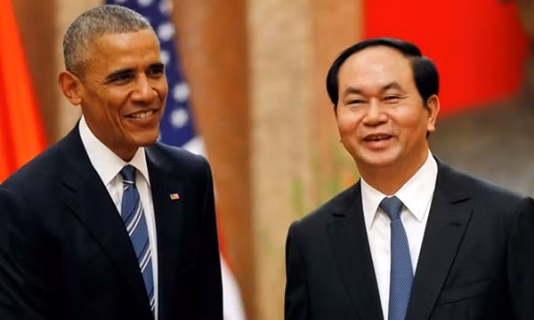 Chủ tịch nước Trần Đại Quang và Tổng thống Barack Obama. Ảnh: vne
