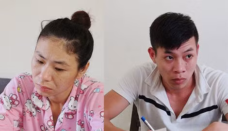 Cặp tình nhân buôn ma túy Nguyễn Nhã Trâm và Lê Văn Bảy bị bắt giữ tại Công an TP. Tam Kỳ.