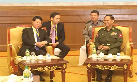 Thượng tướng Bùi Văn Nam, Thứ trưởng Bộ Công an Việt Nam; Thiếu tướng Aung Soe, Thứ trưởng Bộ Nội vụ Myanmar tại buổi tiếp