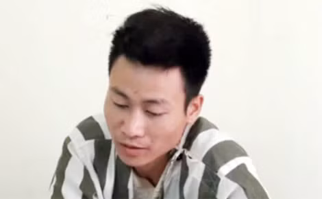 Đối tượng Quân tại cơ quan Công an.