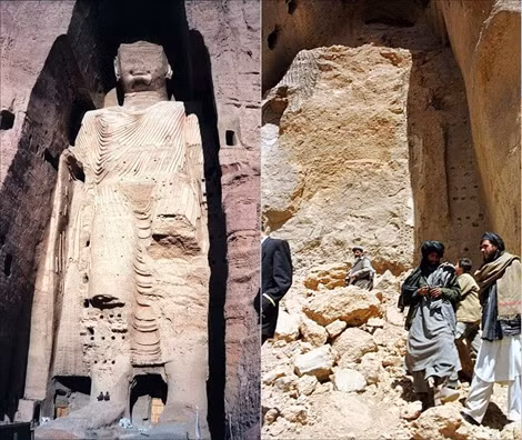 Bức tượng Phật trong số những bức tượng cao nhất thế giới tại Bamiyan bị Taliban phá hủy năm 2001.
