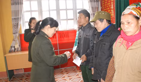Đại diện Công an tỉnh Cao Bằng trao quà Tết cho đồng bào nghèo xã Chí Viễn. Đại diện Công an tỉnh Cao Bằng trao quà Tết cho đồng bào nghèo xã Chí Viễn.