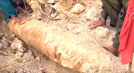 Hiện trường phát hiện quả bom.
