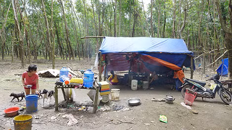 Căn lều nhỏ là nơi ở của 4 người trong gia đình anh Phạm Văn Phước (ngụ Tây Ninh).
