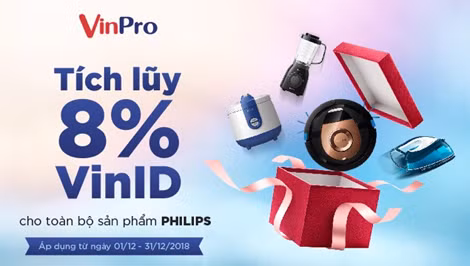 VinPro tích điểm tới 8% giá trị hoá đơn vào tài khoản VinID cho sản phẩm Philips. VinPro tích điểm tới 8% giá trị hoá đơn vào tài khoản VinID cho sản phẩm Philips.