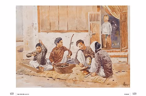 Tác phẩm của họa sĩ Thang Trần Phềnh: Sinh hoạt Việt Nam xưa.