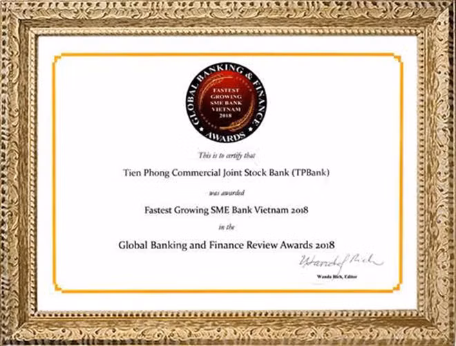 Tạp chí Global Banking and Finance Review đã trao giải thưởng này cho TPBank ngày 18-12-2018