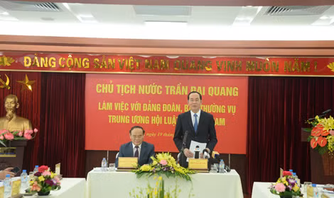 Chủ tịch nước Trần Đại Quang phát biểu tại buổi làm việc.