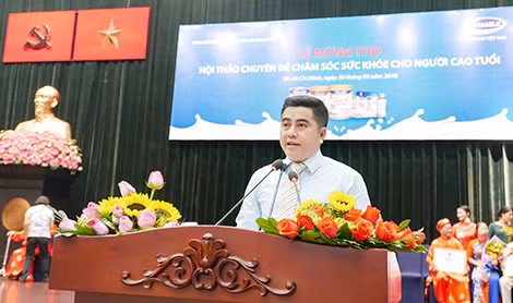 Đại diện Vinamilk phát biểu tại sự kiện.