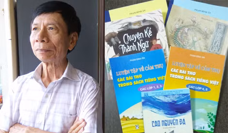 Phạm Đình Ân và ìa một số tác phẩm dành cho thiếu nhi của ông.