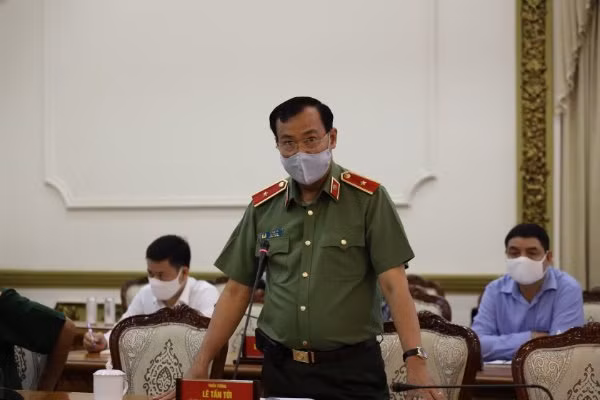 Thiếu tướng Lê Tấn Tới, Thứ trưởng Bộ Công an phát biểu tại cuộc họp