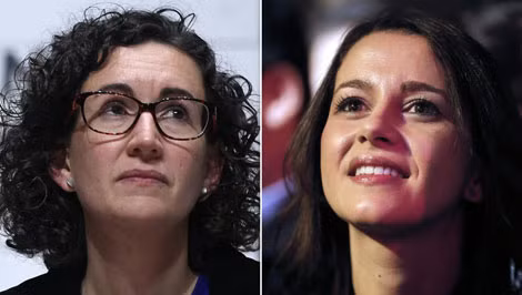 Marta Rovira, ứng viên đảng Cánh tả Cộng hòa Catalonia ERC và Inès Arrimadas, lãnh đạo phong trào Ciudadanos tại Catalonia.