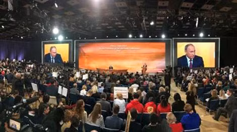 Tổng thống Putin phủ nhận cáo giác Nga can dự bầu cử Mỹ trong cuộc họp báo cuối năm diễn ra ngày 14-12-2017.