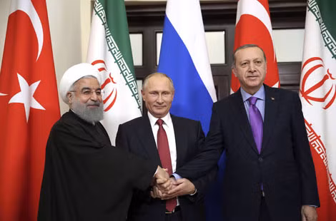 Lãnh đạo Nga, Thổ Nhĩ Kỳ và Iran trong cuộc gặp thượng đỉnh. Ảnh: The Times of Israel.