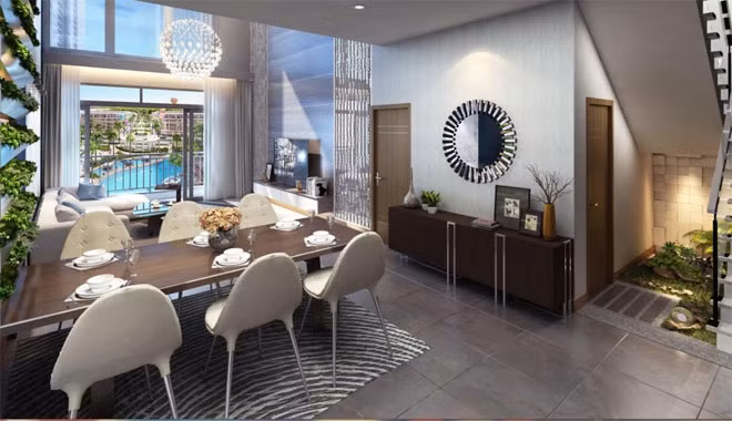 Không gian căn hộ duplex tại A3 The Arcadia với view hướng ra trục cảnh quan và bể bơi trung tâm. Không gian căn hộ duplex tại A3 The Arcadia với view hướng ra trục cảnh quan và bể bơi trung tâm.