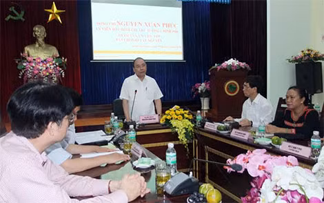 Thủ tướng Nguyễn Xuân Phúc phát biểu chỉ đạo tại buổi làm việc.