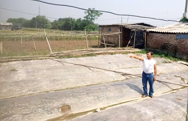 Một phần diện tích đất hộ gia đình ông Nguyễn Khắc Thái sử dụng nằm trong diện thu hồi GPMB.