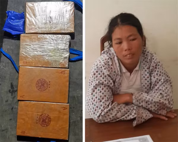 Đối tượng Cứ Thị Nú cùng tang vật.