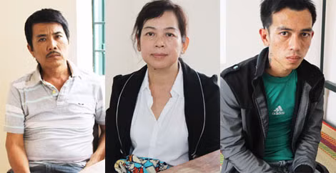 Các đối tượng tại cơ quan công an.