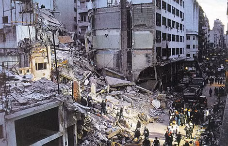 Hiện trường vụ đánh bom AMIA ở Buenos Aires.
