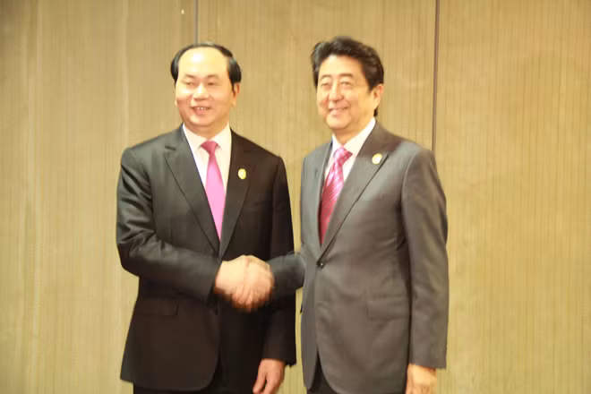 Chủ tịch nước Trần Đại Quang với Thủ tướng Nhật Bản Shinzo Abe