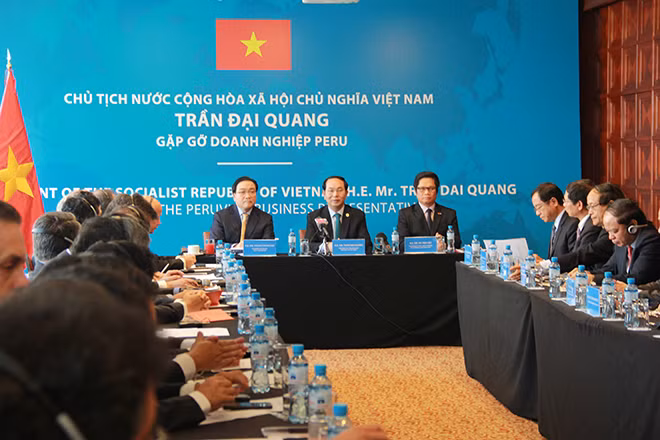 Chủ tịch nước Trần Đại Quang dự chương trình Gặp gỡ đại diện doanh nghiệp Peru.