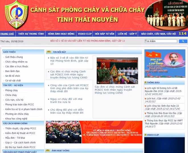 Trang thông tin điện tử Cảnh sát phòng cháy và chữa cháy tỉnh Thái Nguyên.