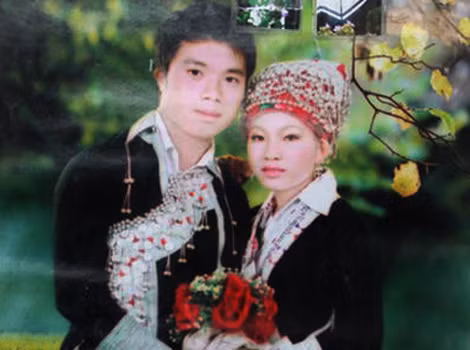 Vợ chồng anh Nải trong ngày cưới. Ảnh: zing.vn