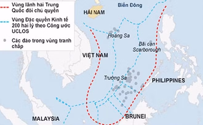 Philippines kiện Trung Quốc “yêu sách thái quá” đối với hầu như toàn bộ Biển Đông, thông qua cái gọi là bản đồ "đường lưỡi bò" cực kỳ vô lý.
