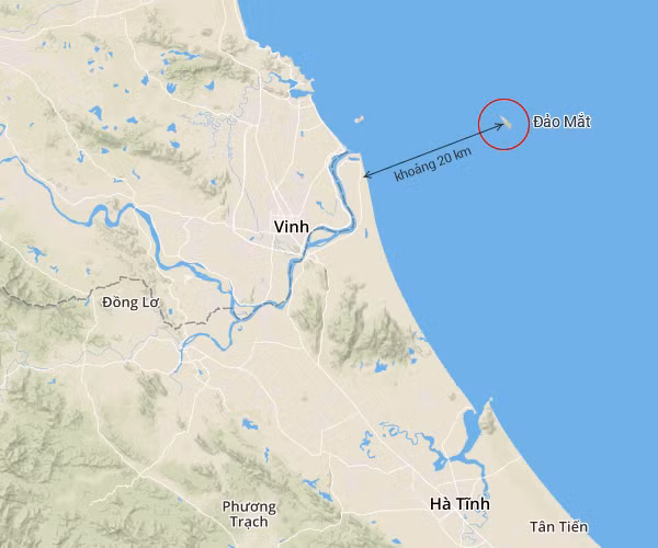 Vị trí đảo Hòn Mắt cách TP Vinh, Nghệ An khoảng 40km. Ảnh: vne