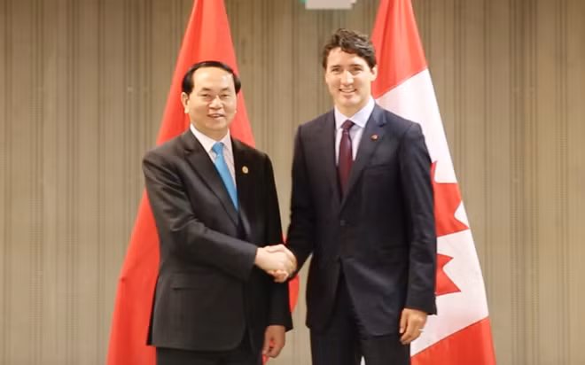 Chủ tịch nước Trần Đại Quang với Thủ tướng Ca nada Justin Trudeau
