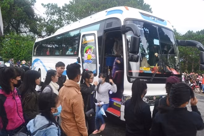 Xe đưa đón thí sinh.