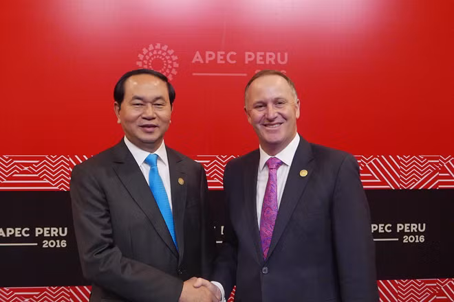 Chủ tịch nước Trần Đại Quang và Thủ tướng New Zealand John Key.