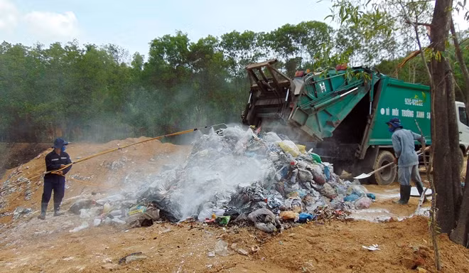 Rác thải đã được tập kết đưa về Khu xử lý rác Tam Nghĩa.