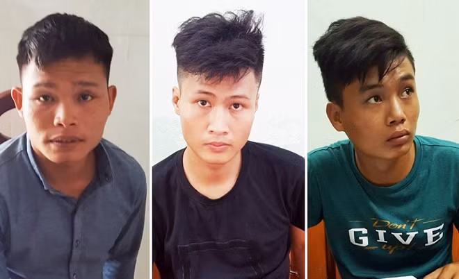 3 đối tượng Hiếu, Thắng, Vinh tại cơ quan Công an.