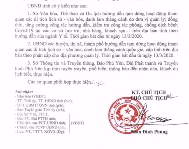 Văn bản chỉ đạo của UBND tỉnh Phú Yên