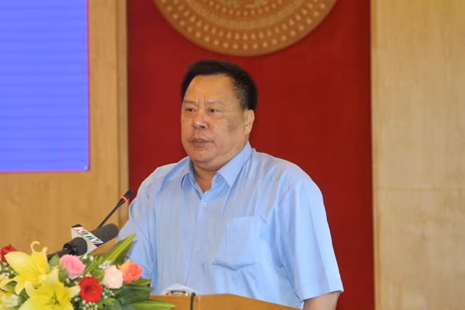Ông Võ Tấn Thái tại một hội nghị ở Khánh Hòa.