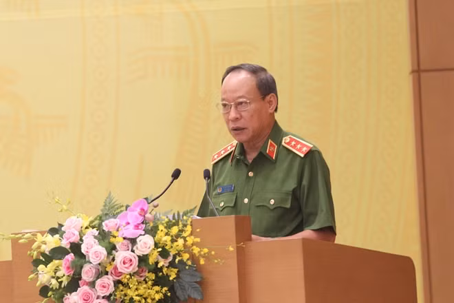 Thượng tướng Lê Quý Vương, Thứ trưởng Bộ Công an báo cáo tại hội nghị