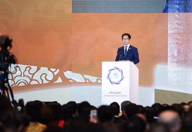 Ông Vũ Tiến Lộc, Chủ tịch Phòng Thương mại và Công nghiệp Việt Nam (VCCI), Chủ tịch APEC CEO Summit phát biểu tại hội nghị