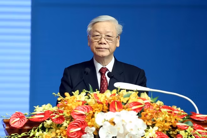 Tổng Bí thư Nguyễn Phú Trọng phát biểu tại lễ kỷ niệm.
