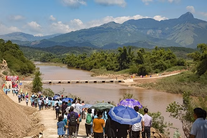 Cầu tràn NSHN đã hoàn thành với kết cấu 10 nhịp