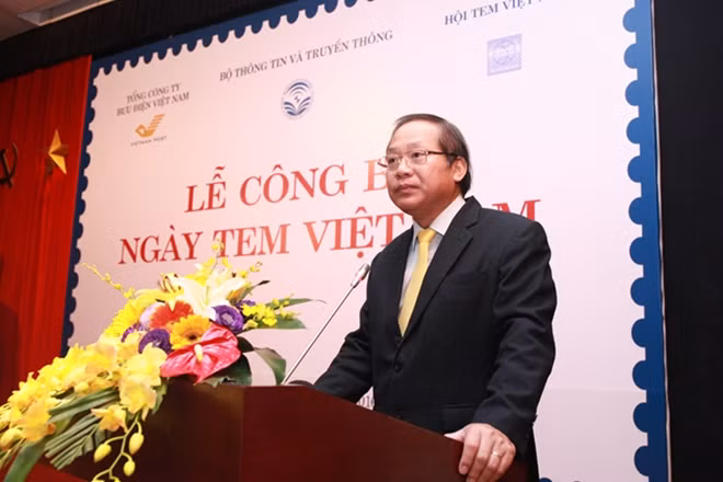 Bộ trưởng Bộ TTTT Trương Minh Tuấn tại lễ công bố quyết định ngày Tem Việt Nam.