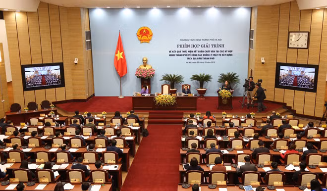 Thường trực Hội đồng nhân dân TP Hà Nội đã tổ chức phiên giải trình về kết quả thực hiện thông báo kết luận chất vấn tại các kỳ họp HĐND thành phố khóa XV về công tác quản lý trật tự xây dựng(TTXD) Thường trực Hội đồng nhân dân TP Hà Nội đã tổ chức phiên giải trình về kết quả thực hiện thông báo kết luận chất vấn tại các kỳ họp HĐND thành phố khóa XV về công tác quản lý trật tự xây dựng(TTXD)