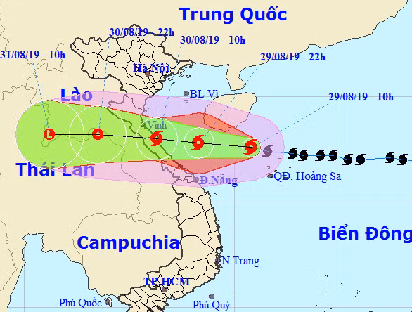 Dự báo đường đi của cơn bão số 4