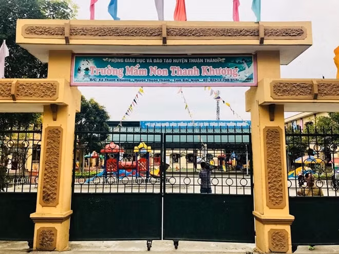 Trường mầm non Thanh Khương - nơi phát hiện cho học sinh ăn thực phẩm kém chất lượng