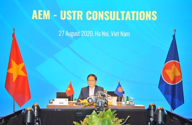Buổi Đối thoại do Bộ trưởng Công Thương Trần Tuấn Anh và Đại diện Thương mại Hoa Kỳ Rô-bớt Lai-Thai-zơ đồng chủ trì.